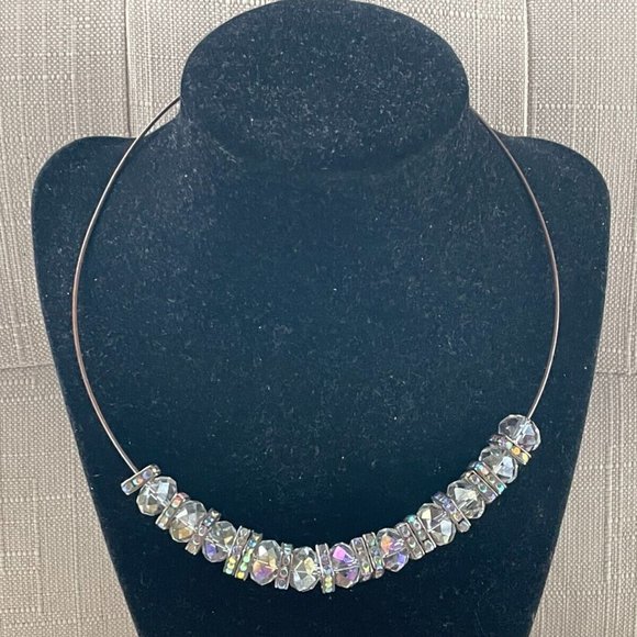 Women Necklace Choker Brown Tone Multi Clear Crystal Fashion Jewelry - Picture 9 of 10